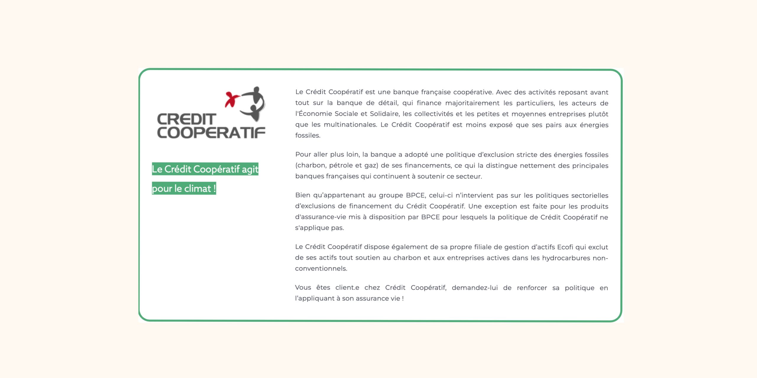 CréditCoopératif agit pour le climat